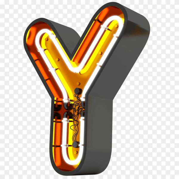 Letter Y made of neon light isolated on transparent background PNG