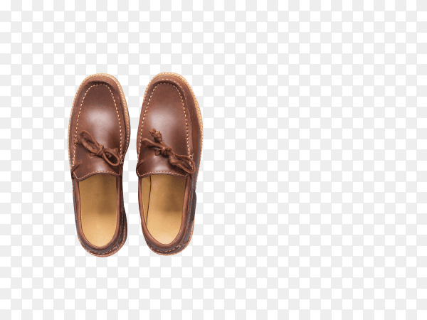 Mens loafer shoe in brown color on transparent background PNG