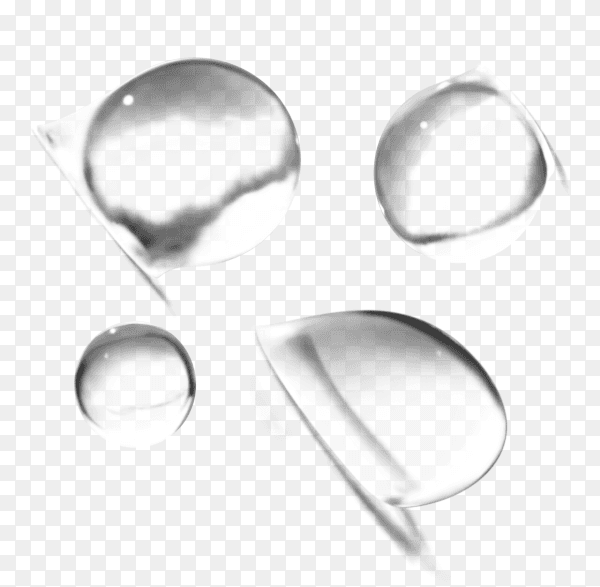 Pure clear water drops realistic on transparent background PNG