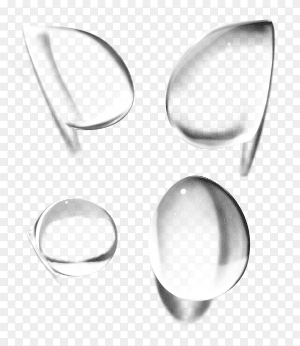 Realistic isolated water drops on transparent background PNG