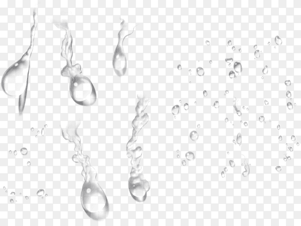 Realistic water drops isolated on transparent background PNG