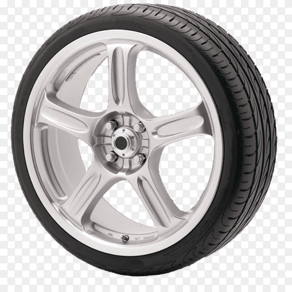Sport car wheel with japanese steel disk on transparent background PNG