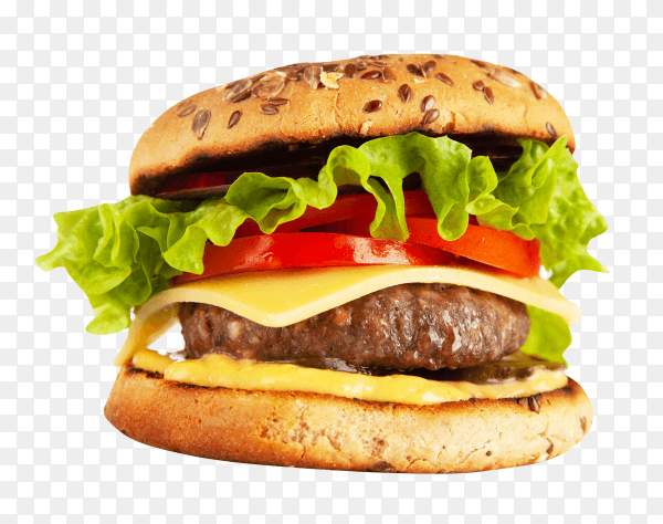Tasty fresh burger isolated on transparent background PNG