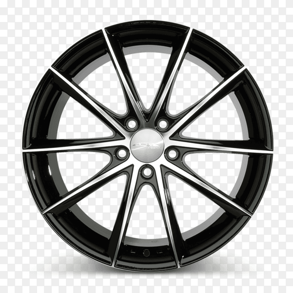 Wheel rim black metal grunge 3d rendering on transparent background PNG