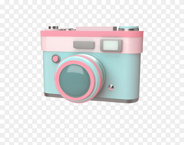 3d rendering colorful pastel camera on transparent background PNG