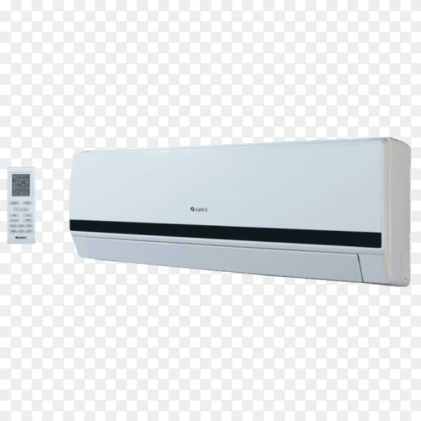 Air conditioner with remote control on transparent background PNG