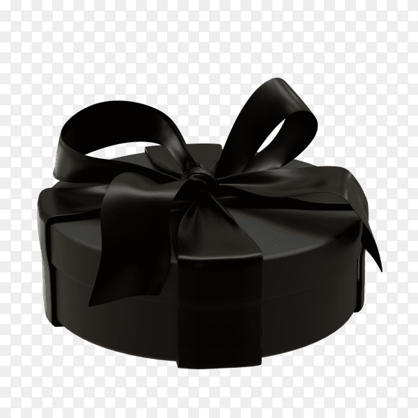 Black git box with bow on transparent background PNG