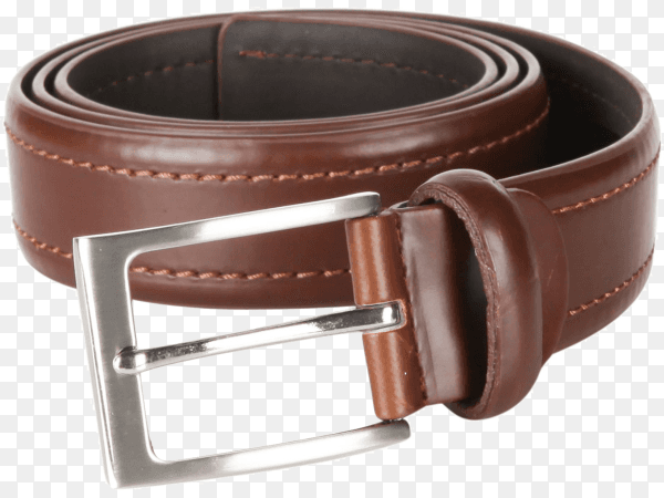 Brown leather belt isolated on transparent background PNG