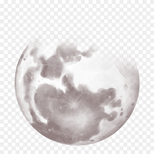 Closeup shot of the beautiful moon at night on transparent background PNG