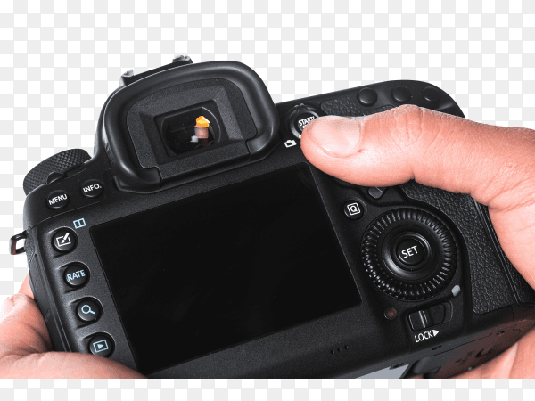 Closeup view digital camera on transparent background PNG