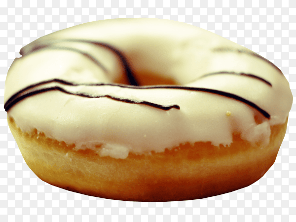 Delicious dount with white chocolate on transparent background PNG