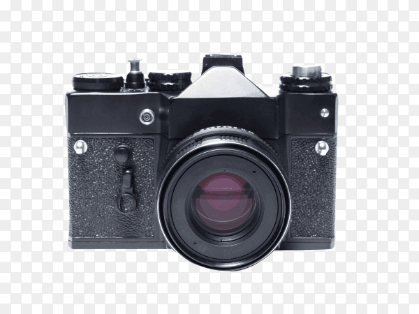 Digital camera in black color on transparent background PNG