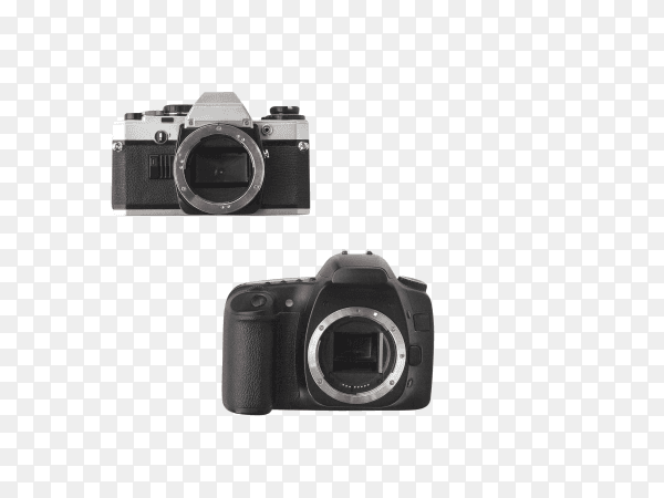 Digital versus analog slr camera on transparent background PNG