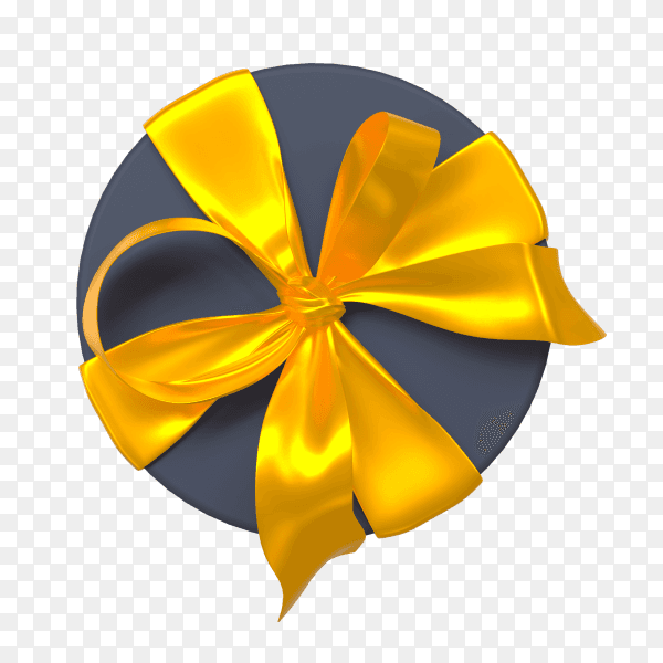 Gift box with yellow bow on transparent background PNG