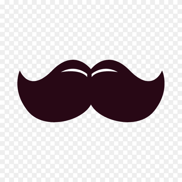 Hand drawn mustache icon on transparent background PNG