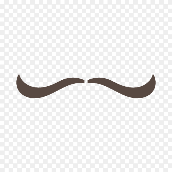 Hand drawn mustache in black color on transparent background PNG