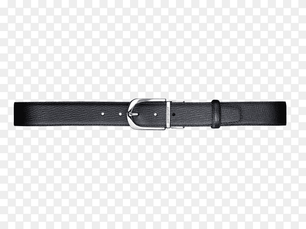 Luxury black leather belt on transparent background PNG