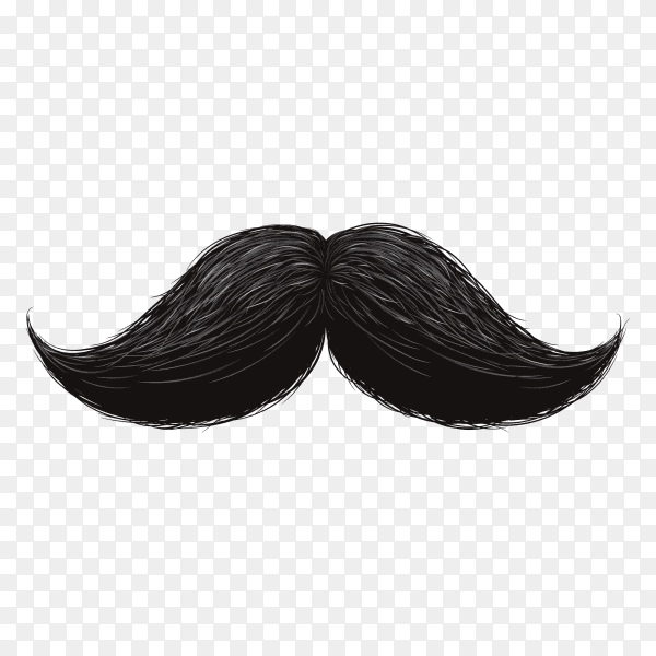 Monochrome moustache icon isolated on transparent background PNG