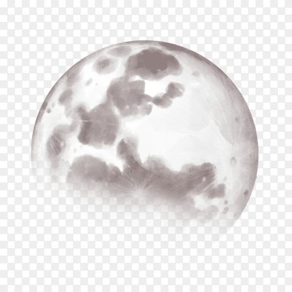 Realistic moon in the outer space isolated on transparent background PNG