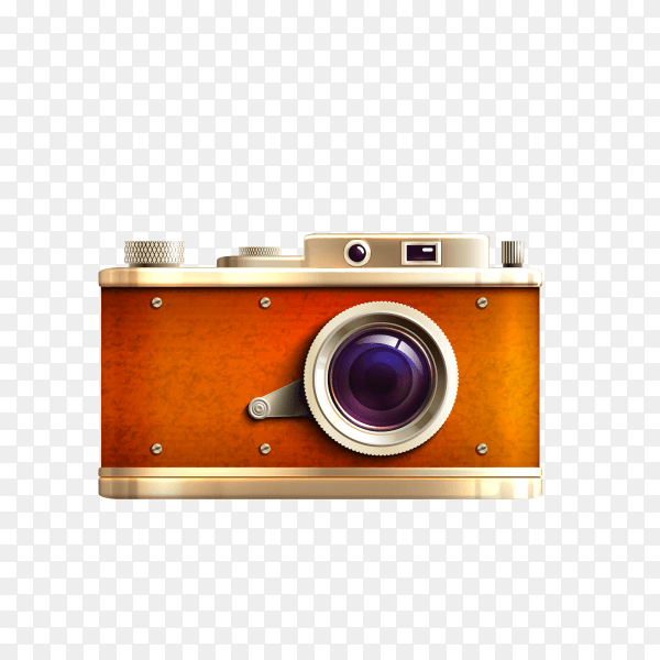 Retro style camera isolated on transparent background PNG