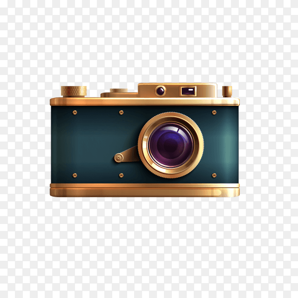 Retro style camera on transparent background PNG