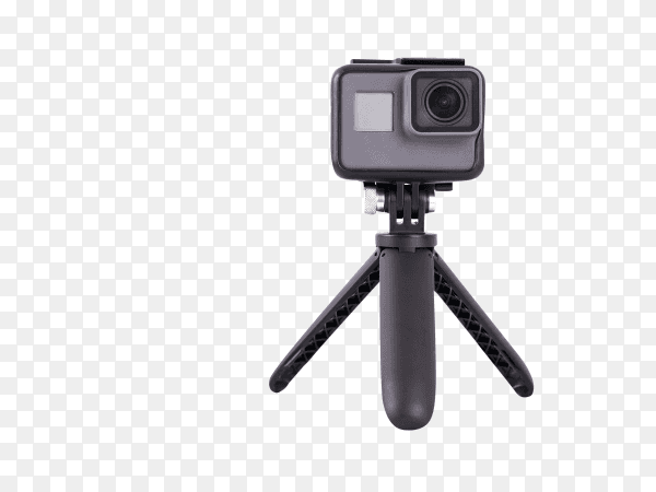 The action camera on tripod isolated on transparent background PNG