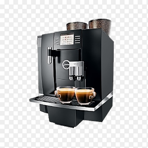 Black espresso machine on transparent PNG